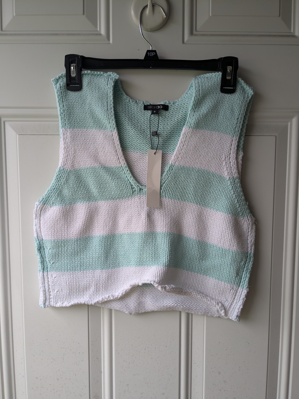 Papermoon Mint & White Striped Knit Crop Tank